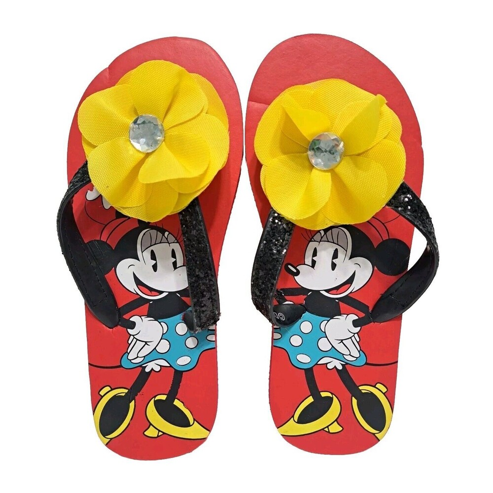 Disney Kids Size 2/3 Minnie Mouse Daisy Duck Flip Flops Sandals Hawaiian Flower